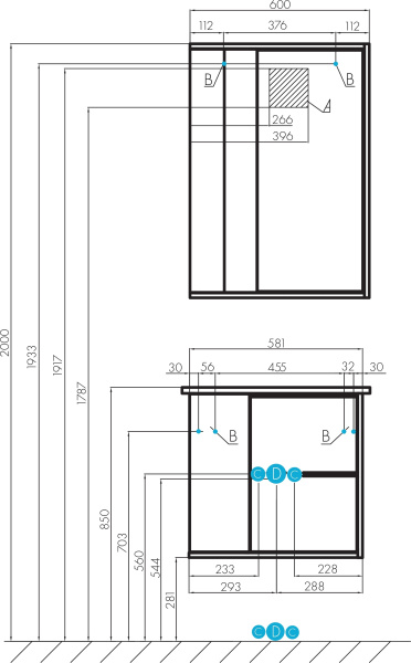 Тумба с раковиной Aquaton Бостон 60 1A2525K1BN010